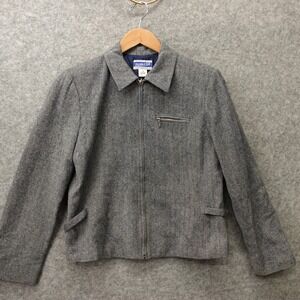 Vintage Pendleton Herringbone Tweed Jacket Womens 6 S Blue Wool Flecked USA Made
